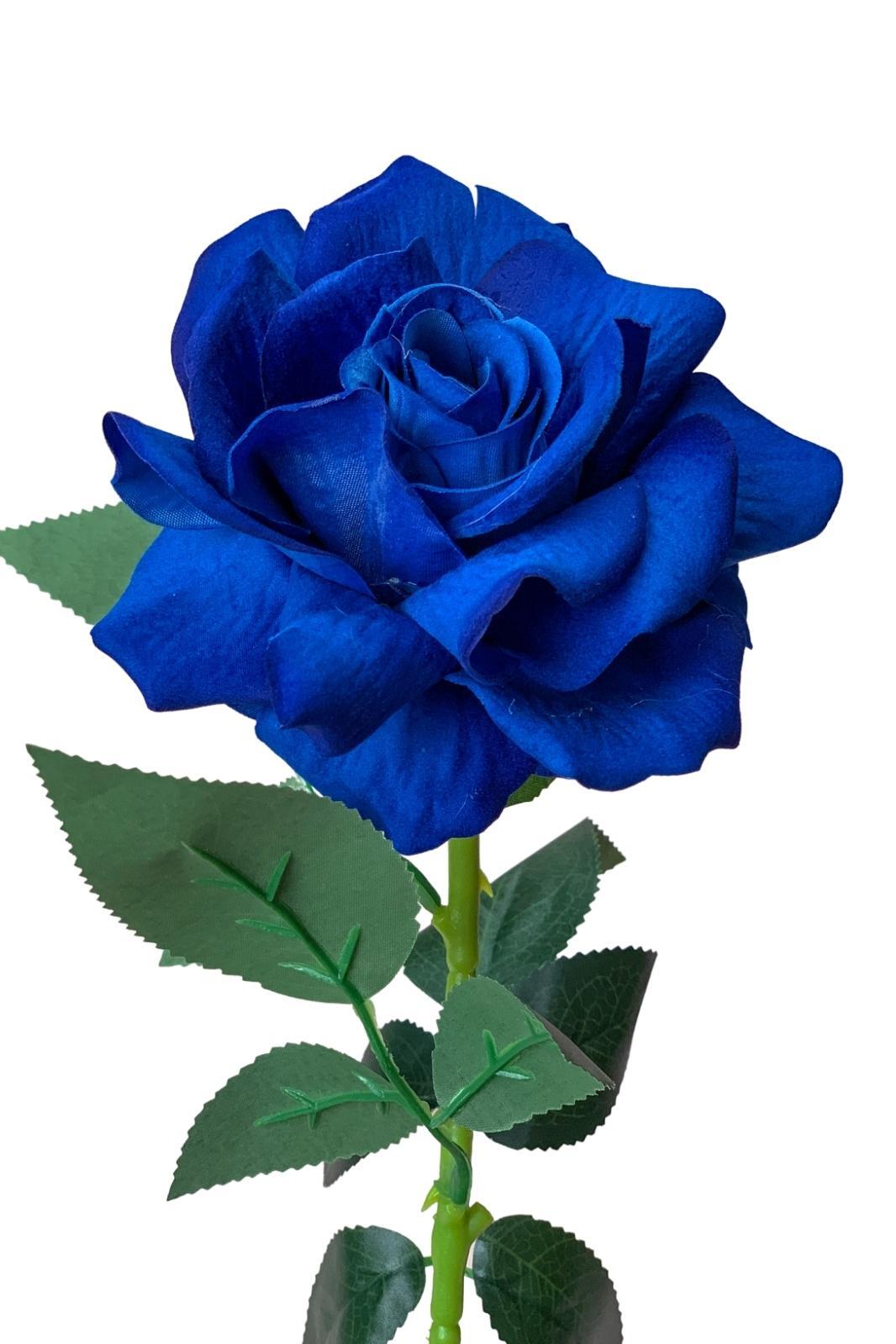Single Velvet Rose Dark Blue Silkflora