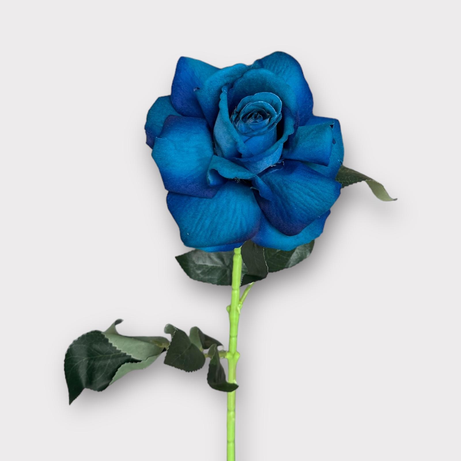 Single Velvet Rose Dark Blue Silkflora