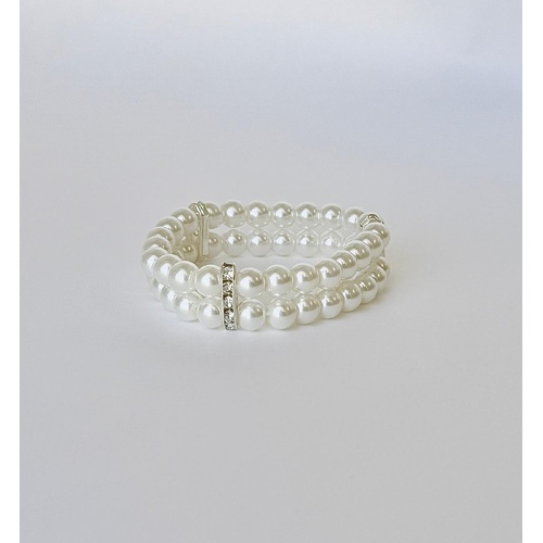 Corsage Wrist Pearl Bracelet w Diamante 126820IV