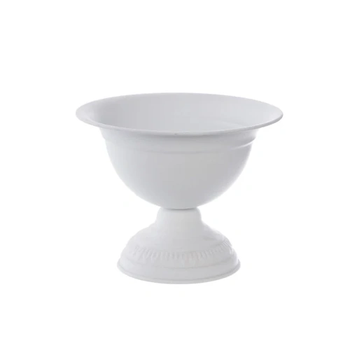 Metal Floral Wide Compote Urn White - 1511626WH