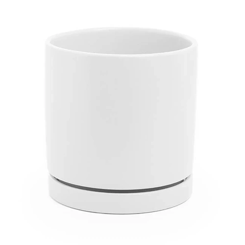 Ceramic Loreto Plant Pot & Plate 4611186WH
