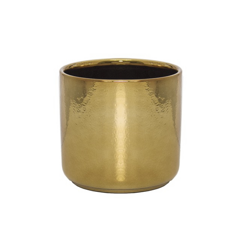 Ceramic Metallic Cylinder Pot Brass Gold - 466104GO