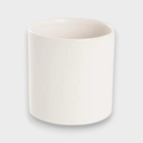 Ceramic Cylinder Pot Satin w/ Drainage Hole 466107WH-1