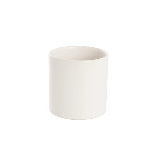 Ceramic Cylinder Pot Satin w/ Drainage Hole 466107WH-1