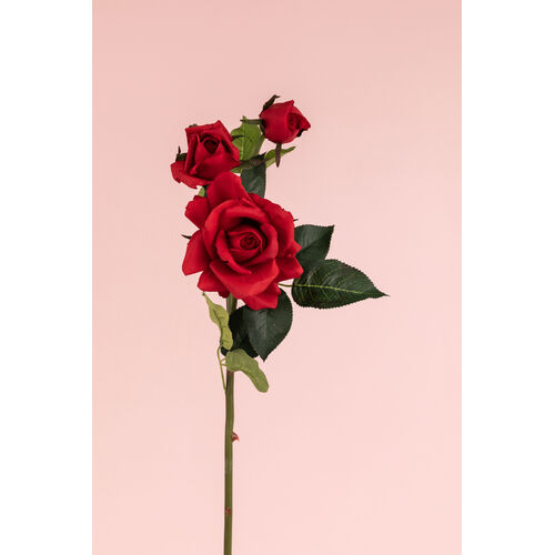 Real touch Rose spray x 3 blooms FB0117-RD