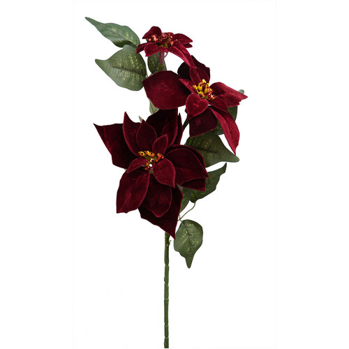 3H Velvet Poinsettia Spray HF1608BUR