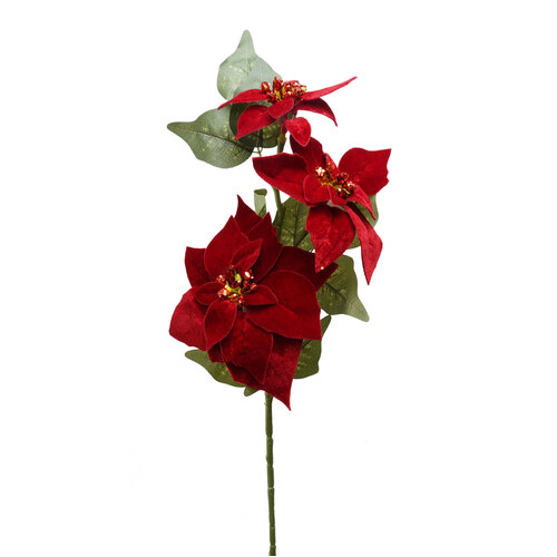 3H Velvet Poinsettia Spray HF1608RED