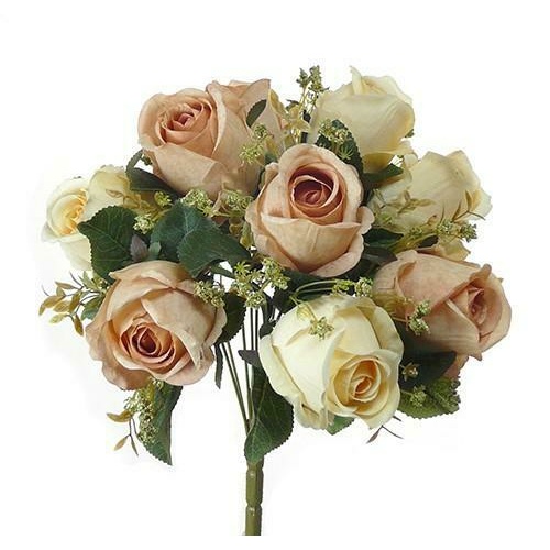 Rose Bunch HF3846-LATTE - P_1826828910675 - Silkflora - Artificial Flowers