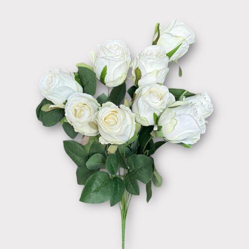 9 head Rose Bunch HU0025-WHT