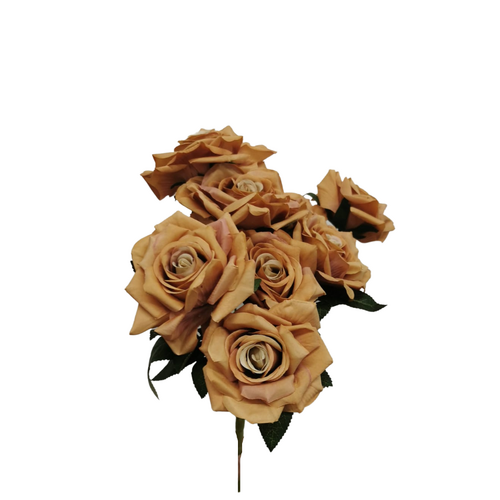 Silk Toffee Rose Bunch 9 heads R1573LBRN