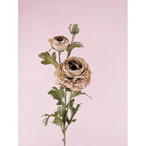 Faux Dried Ranunculus Spray S5915LTBRN
