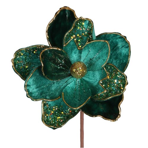 Christmas VELVET MAGNOLIA STEM GREEN X230826